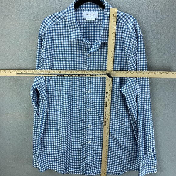 Ministry of Supply Shirt Mens XXL Blue Button Up Long Sleeve Performance Wicking - Picture 8 of 16